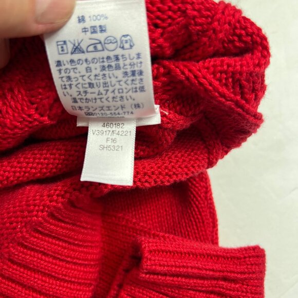 Lands End women’s Drifter Red Cable Knit Sweater Size M petite (10-12) Crew Neck - Picture 6 of 10